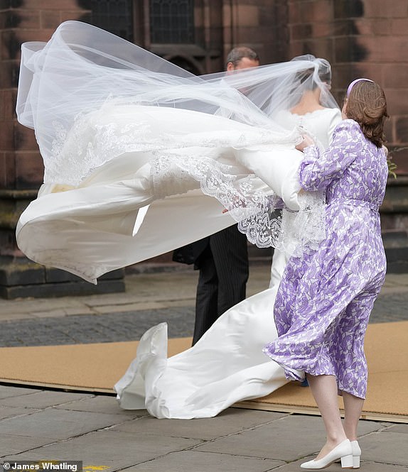 Olivia Henson arrives for her Wedding to The Duke of Westminster at Chester Cathedral, Chester, UK, on the 7th June 2024.Picture by James Whatling