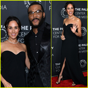 Meghan Markle Wows Attendees in a Custom Black Gown and Diamond Jewelry at The Paley Honors Gala in Beverly Hills to Celebrate Tyler Perry