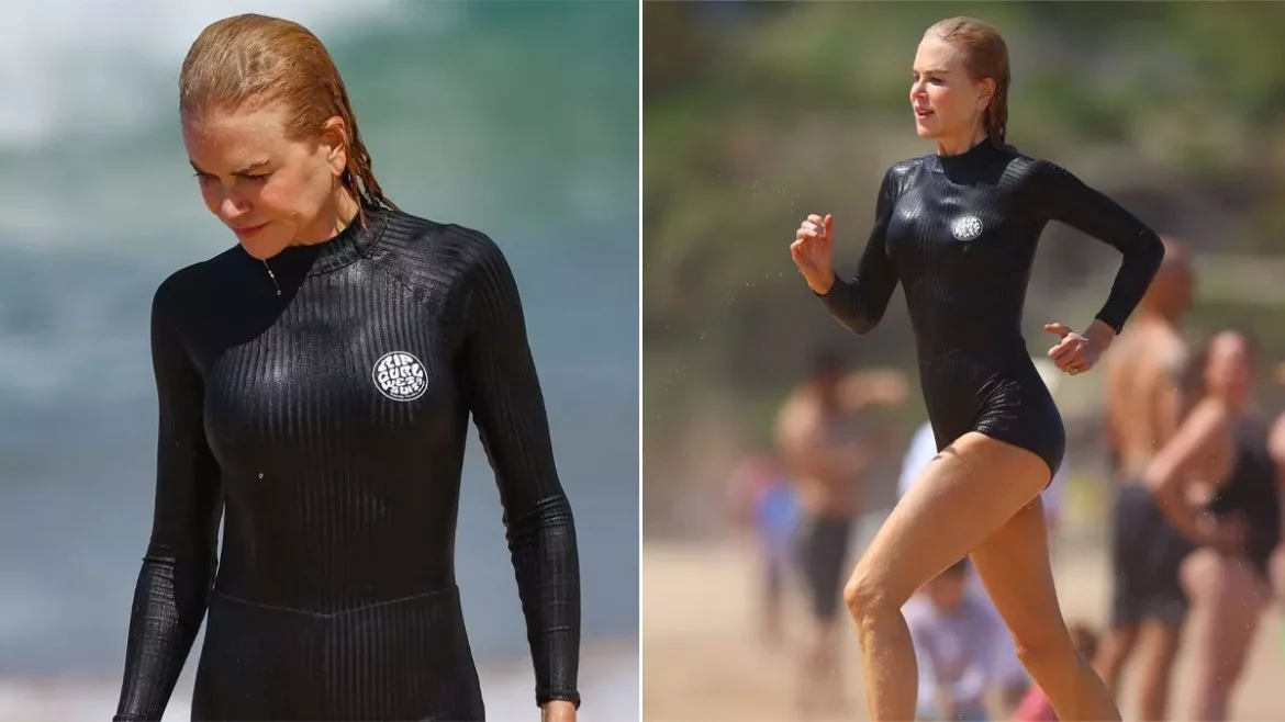 Nicole Kidman Stuns in Black Surf Suit at Bondi Beach in Sydney as She Reunites with Family Following Her Mother’s Passing