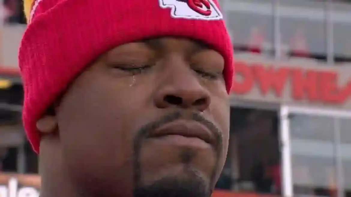 Chris Jones Gets Overcome with Emotion Before Kansas City Chiefs Playoff Game Against Houston Texans at Arrowhead Stadium