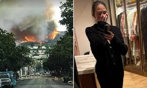 Chrissy Teigen evacuates her Beverly Hills mansion amid raging wildfires in Southern California.