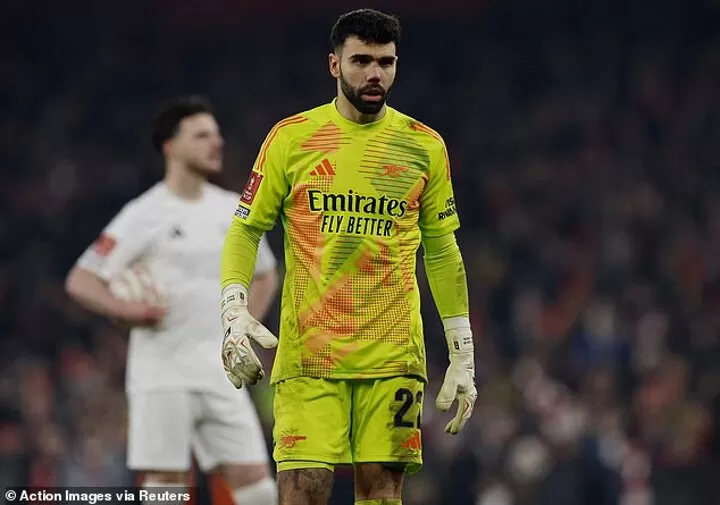 Arsenal goalkeeper David Raya faces social media backlash after penalty shootout blunders against Manchester United at Emirates Stadium