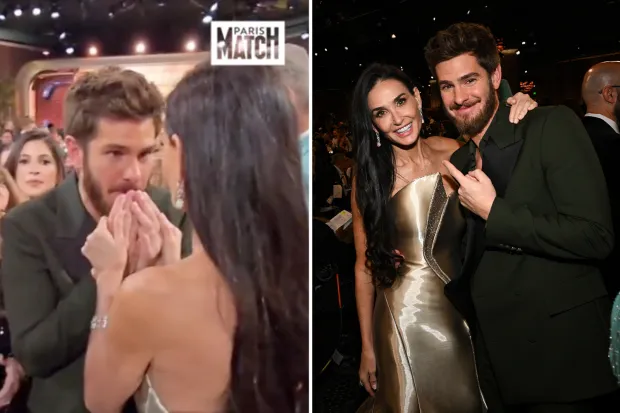 Fans Spot Flirty Interaction Between Demi Moore and Andrew Garfield During Golden Globes Behind-the-Scenes Footage, Spark Speculation of a Secret Romance