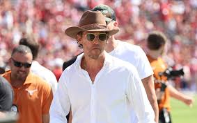 Matthew McConaughey cheers for Texas Longhorns during Cotton Bowl game in Los Angeles despite tough loss