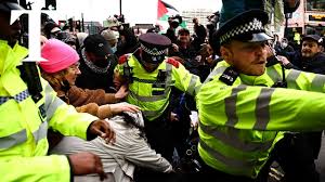 “Thousands of Pro-Palestine Protesters Clash with Police in Central London Over BBC Coverage of Gaza Conflict”