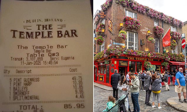 Customers Slam Dublin’s Temple Bar Pub Over Skyrocketing Prices for Guinness and Other Drinks After Viral Receipt Goes Public