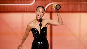 Zoe Saldana Triumphs with Best Supporting Actress Award at the Golden Globes 2025 in Los Angeles While Demi Moore Makes History with First Acting Win at 62