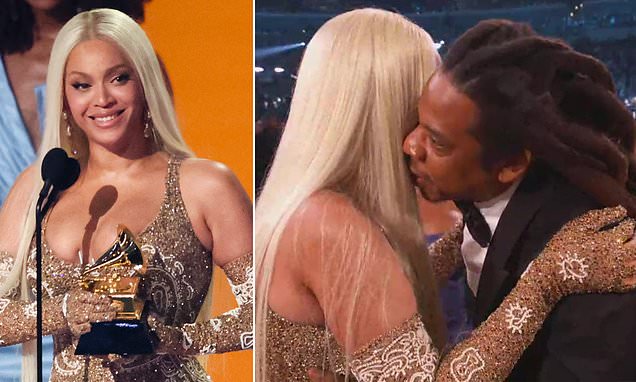 Beyoncé’s Subtle Struggle with Wardrobe Malfunction During 2025 Grammy Acceptance Speech in Los Angeles as Fans Praise Jay-Z for Looking Out for Her