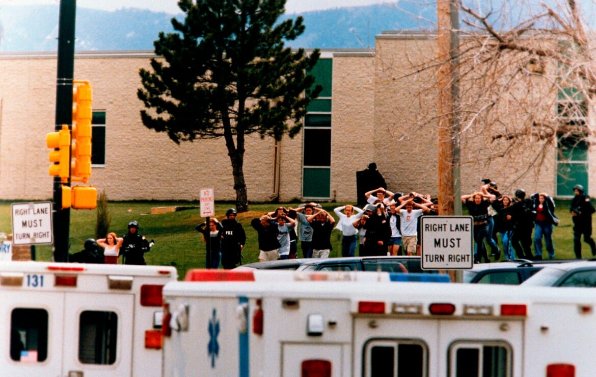 Woodshop fire erupts at Columbine High School in Denver prompting mass evacuation and safety concerns decades after infamous school shooting