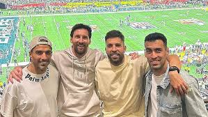 Lionel Messi and Inter Miami teammates celebrate Super Bowl LIX at Caesars Superdome in New Orleans