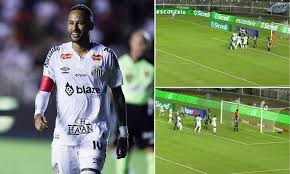 Neymar scores an Olimpico goal in Santos’ 3-0 victory away at Internacional de Limeira after taunts from fans