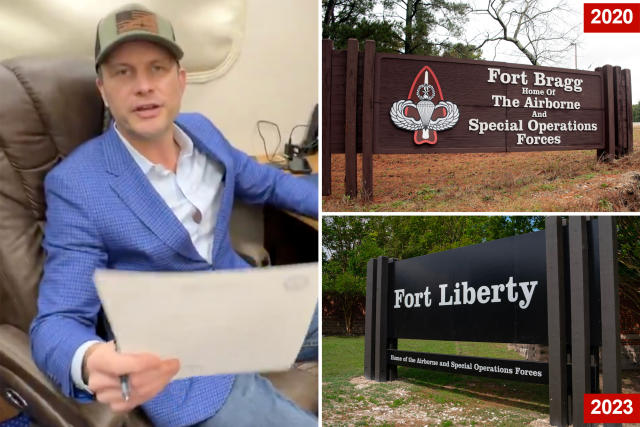 Pete Hegseth signs memorandum aboard flight to Germany officially changing Fort Liberty back to Fort Bragg in Fayetteville North Carolina with a different namesake