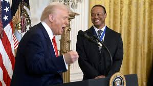 President Donald Trump Celebrates Black History Month With Tiger Woods at White House Event