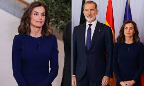 Queen Letizia of Spain Stuns in Navy Skirt Suit as She Hosts Egyptian President Abdel Fattah el-Sisi for a Diplomatic Lunch at Zarzuela Palace in Madrid