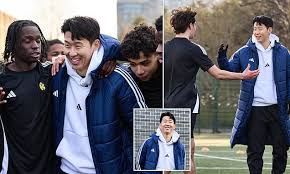 Son Heung-min Surprises Young Footballers at Harris Academy in North London by Promoting Positive Sideline Behaviors During Adidas Event