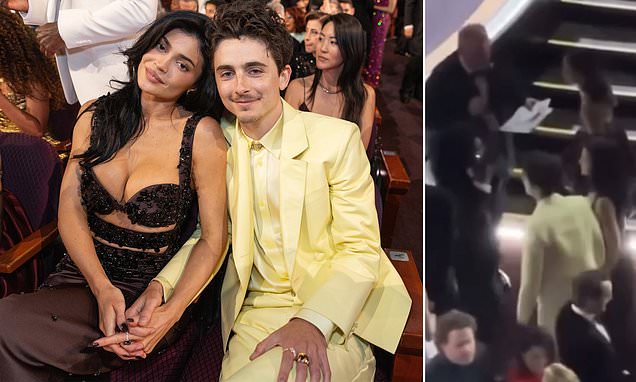 Timothée Chalamet and Kylie Jenner spark online debate after mysteriously disappearing during Lily-Rose Depp’s award presentation at the Oscars in Los Angeles