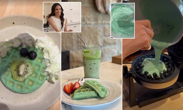 Social media users scrutinize Meghan Markle’s St. Patrick’s Day waffles after spotting a mismatch between the waffle maker and served breakfast