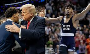 Penn State wrestling star Carter Starocci shares details of his conversation with Donald Trump after making history at NCAA Championships in Philadelphia