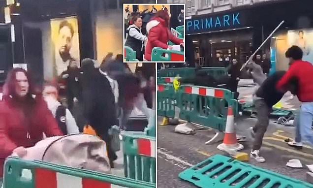 Lewisham high street turns into chaos as massive street brawl involving a metal pole leaves pedestrians horrified