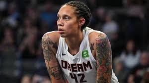 Brittney Griner angrily confronts referees during halftime of Atlanta Dream’s game against Dallas Wings in Atlanta