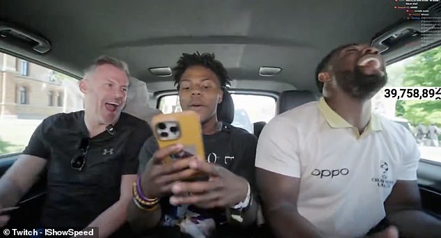 Jamie Carragher teases IShowSpeed about using Ronaldo for fame during an epic Twitch livestream recorded in a moving car around the streets of London