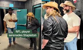 Jordan Mailata surprises Chris Stapleton backstage in Philadelphia by singing powerful cover of Tennessee Whiskey at Lincoln Financial Field