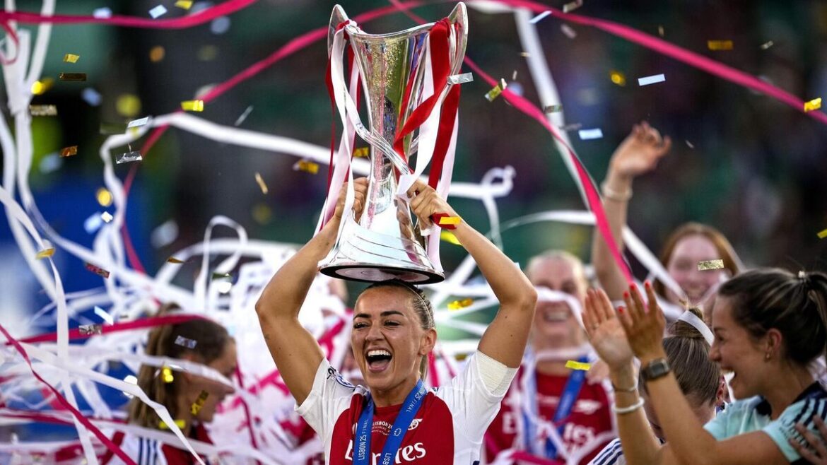Arsenal Women lift the Champions League trophy as Katie McCabe steals the spotlight during an unforgettable parade in North London