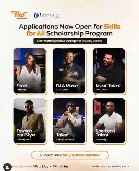 Learnstar and The Nest Innovation Technology Park offer scholarships to 700 aspiring creatives across Nigeria and Africa through Skill for All Program