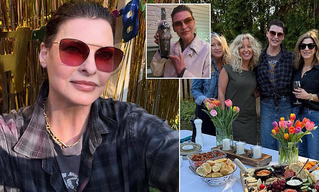 Former supermodel Linda Evangelista celebrates her 60th birthday with an intimate backyard party surrounded by friends and family in New York City