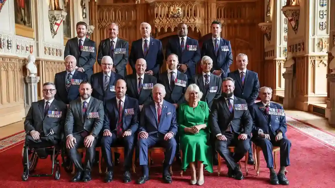 Prince William joins King Charles and Queen Camilla at Windsor Castle to honor heroic recipients of the Victoria and George Cross medals