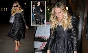 Sarah Jessica Parker Stuns in Black Lace Dress While Leaving Paris Restaurant After Dinner