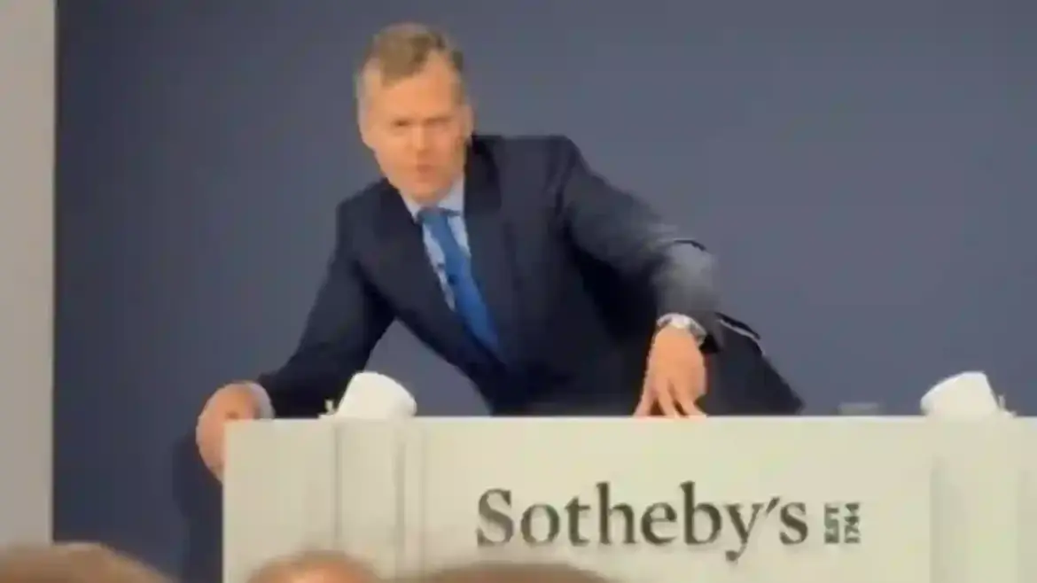 Sotheby’s auctioneer struggles to spark bids as $70 million Giacometti statue gets pulled from sale in a tense Manhattan art event