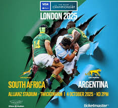 South Africa Prepares to Face Argentina in High-Stakes Rugby Championship Match at London’s Allianz Stadium This October