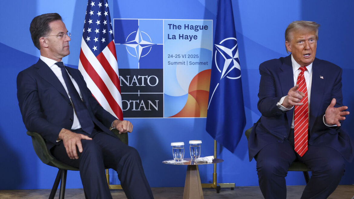 European leaders attempt to calm fears after Trump questions NATO loyalty at summit in the Netherlands