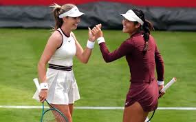 Emma Raducanu and Katie Boulter team up for surprise doubles debut at Queen’s Club in London but fall short against top seeds in second round