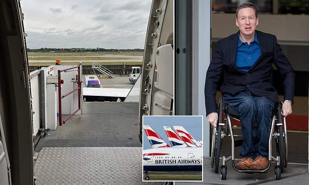 Disabled BBC journalist Frank Gardner accuses Heathrow of discrimination after being stuck on a British Airways flight for over an hour due to missing high-lift truck