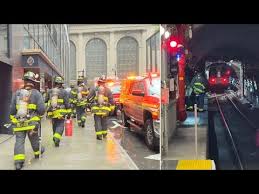 Firefighters Respond to a Major Fire That Shuts Down Grand Central Station During Rush Hour in New York City