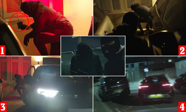 Masked thieves demonstrate how they steal keyless cars in under 20 seconds using high-tech device across UK streets