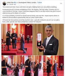 King Charles awards knighthood to Sadiq Khan at Buckingham Palace as critics slam honour over rising crime in London