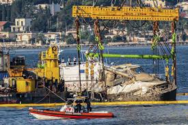 Salvage crews raise sunken Bayesian yacht from sea floor off Sicilian coast as investigation into deadly storm continues