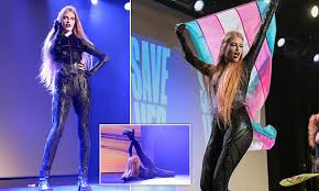 Vivian Jenna Wilson raises trans flag and performs on drag stage in Los Angeles while distancing herself from Elon Musk
