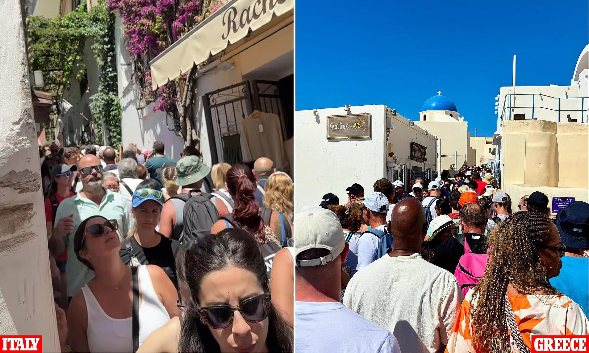 Crowded streets in Italy and Greece