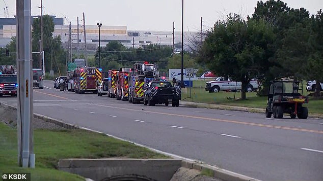 Hazmat crews at a Boeing facility in St Louis