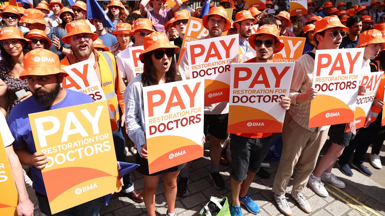Junior doctor members of the BMA at a rally