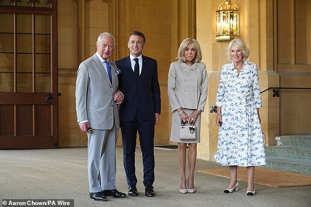 King Charles, President Emmanuel Macron, First Lady Brigitte, and Queen Camilla