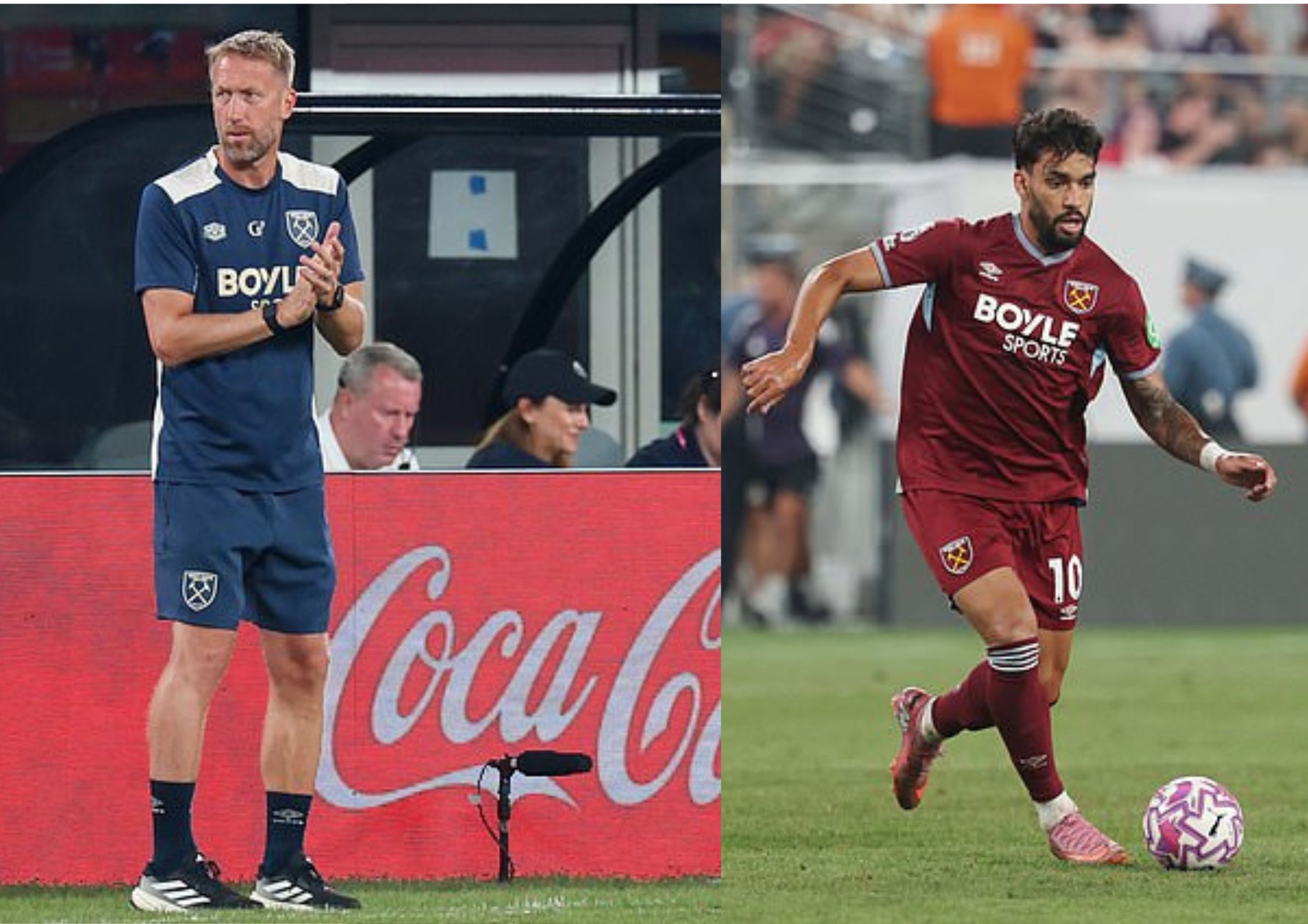 West Ham manager Graham Potter and Lucas Paqueta