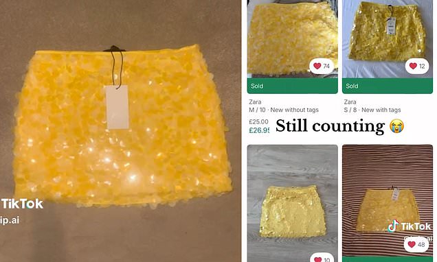 Zara Yellow Sequin Skirt