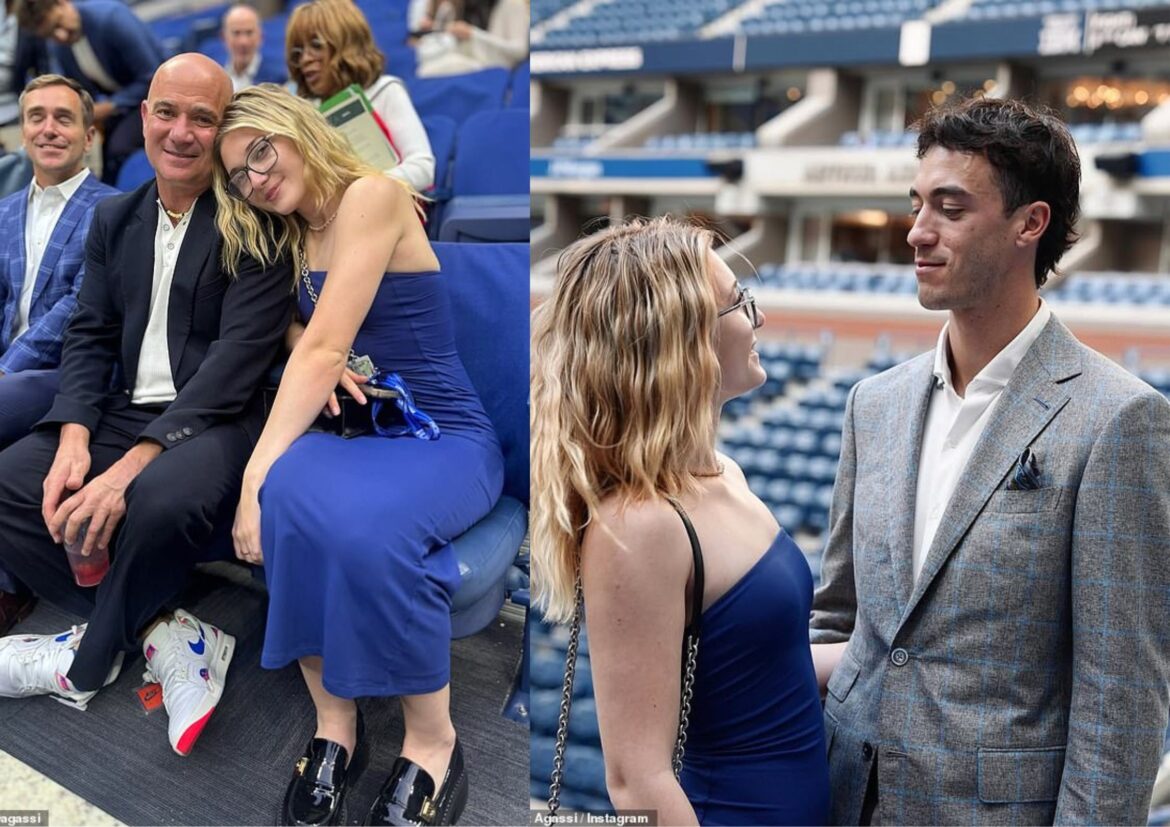 Rarely seen daughter of Andre Agassi and Steffi Graf makes glamorous surprise appearance at the US Open as she calls her father a superhero and sparks curiosity by sharing a snap with a mystery man