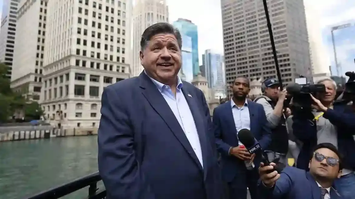 President Donald Trump attacks Illinois Governor JB Pritzker over fitness and calls him a slob during Oval Office remarks in Washington DC