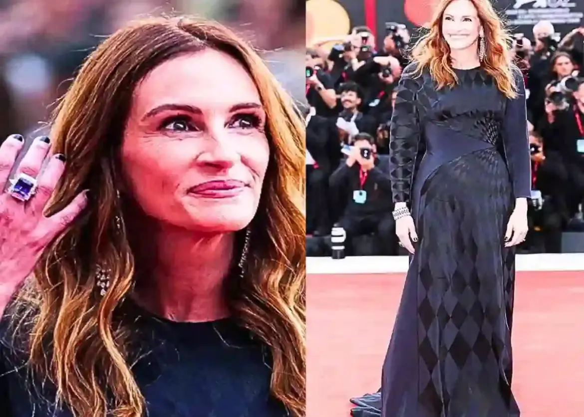 Julia Roberts dazzles in a custom Versace gown as she makes her first Venice Film Festival appearance alongside her After the Hunt co stars